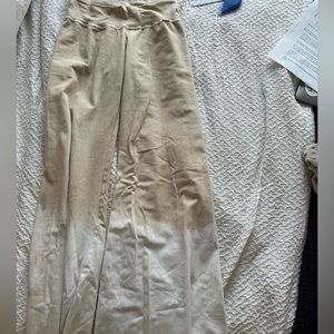 Mora surf boutique flare pants low rise tan with white bleached